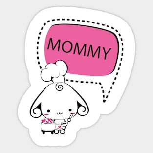 Loving Mommy Dog Cartoon with Heart Sticker